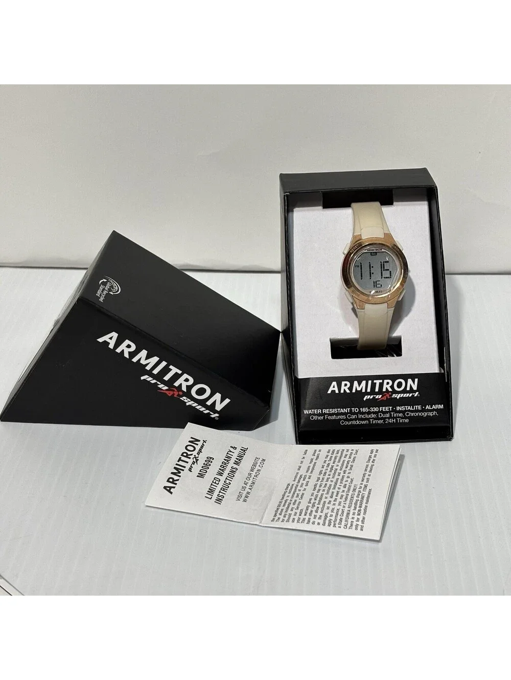 Armitron Pro Sport Women's Digital Watch 45/7012 Cream Rose Gold NIB NEW